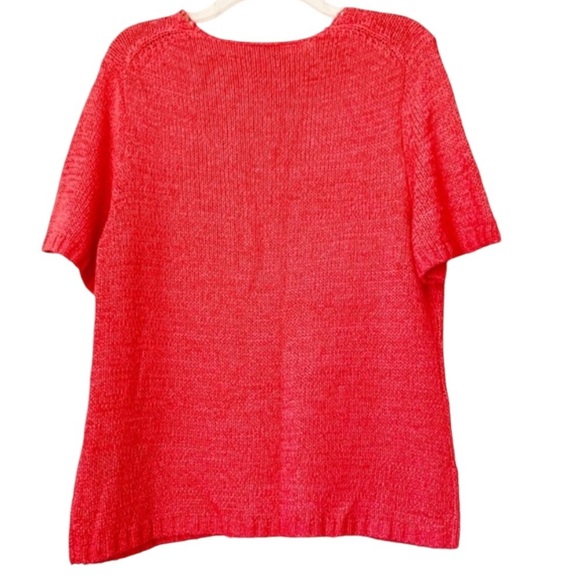 TanJay Coral Open Weave With Beading Detail V-Neck Sweater Women's Size Large - Picture 4 of 14